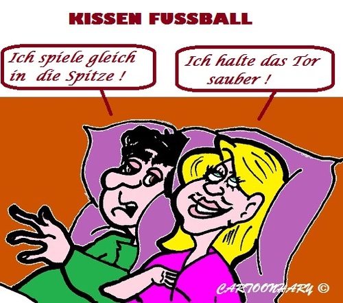Cartoon: Kissen Fussball (medium) by cartoonharry tagged sport,fussball,kissen,bett,cartoonharry
