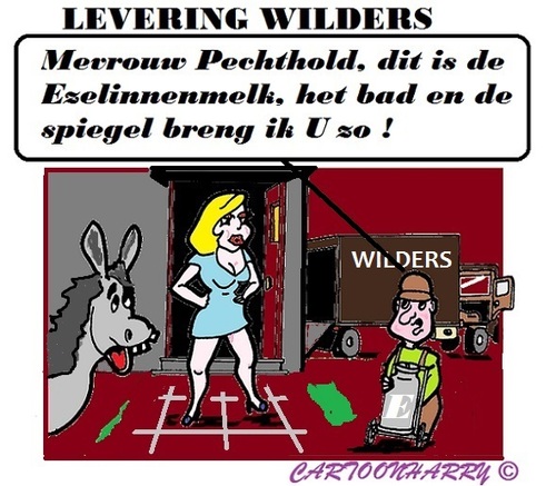 Cartoon: Levering (medium) by cartoonharry tagged ezelinnenmelk,bad,spiegel,pechthold,wilders