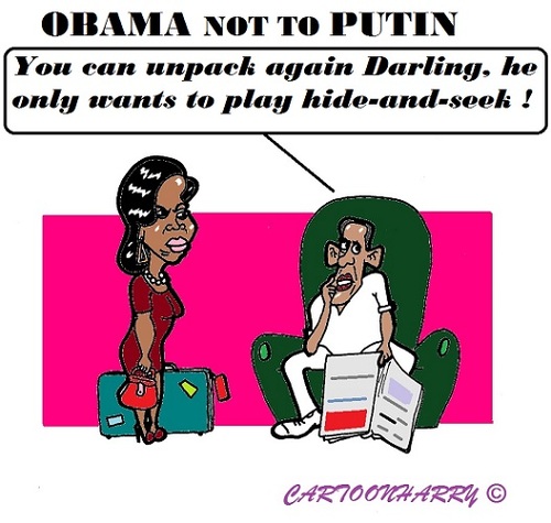 Cartoon: Michelle and Barack (medium) by cartoonharry tagged obama,michelle,barack,unpack,usa,putin,russia,toonpool