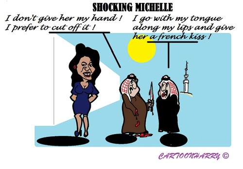 Cartoon: Michelle Obama in Saudi Arabia (medium) by cartoonharry tagged obama,muslims,saudiarabia,michelle