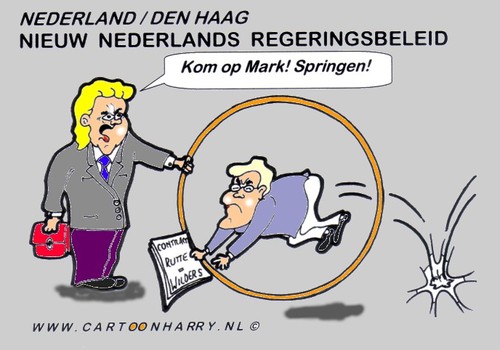 Cartoon: Nieuwe Nederlandse Politiek (medium) by cartoonharry tagged nederland,circus,wilders,rutte,politiek,cartoonharry