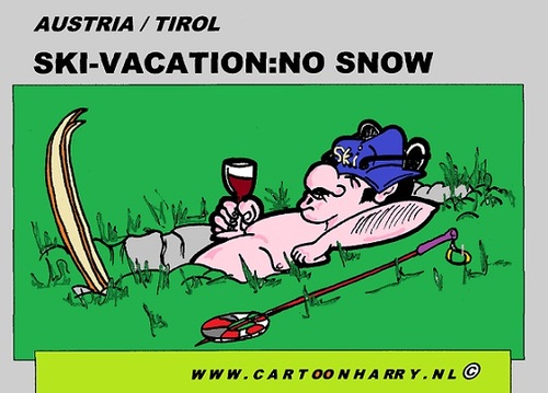 Cartoon: No Snow (medium) by cartoonharry tagged vacation,ski,snow,cartoon,comic,comix,comics,artist,drawing,cartoonist,cartoonharry,dutch,austria,switserland,toonpool,toonsup,facebook,hyves,linkedin,buurtlink,deviantart