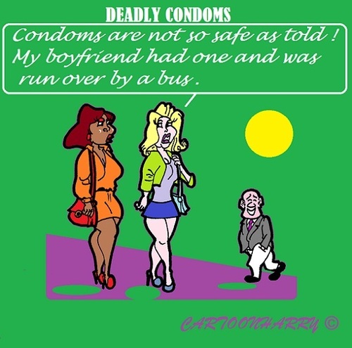 Cartoon: Okay Okay Blond Again (medium) by cartoonharry tagged girls,black,blond,condoms,deadly,busdriver,cartoonharry,okay