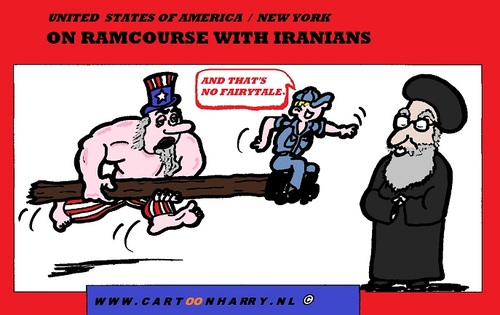 Cartoon: On Ramcourse (medium) by cartoonharry tagged usa,iran,necessary,ramcourse,cartoon,cartoonist,cartoonharry,dutch,toonpool