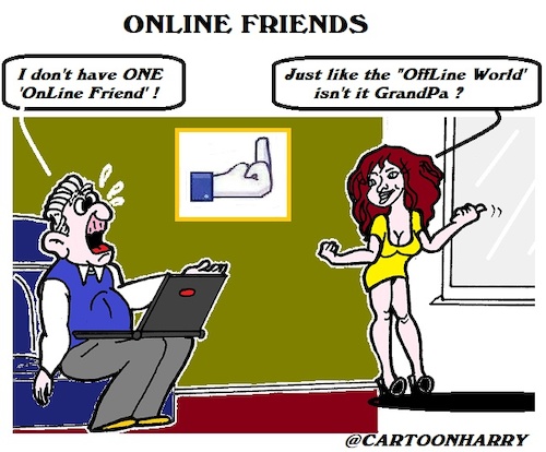 Cartoon: OnLine (medium) by cartoonharry tagged online,friends