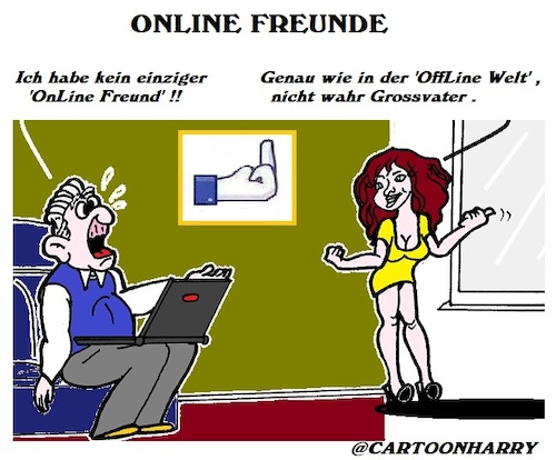 Cartoon: OnLine Freunde (medium) by cartoonharry tagged online,offline,freunde