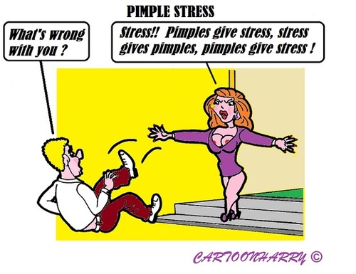 Cartoon: Pimple Stress (medium) by cartoonharry tagged pimples,stress