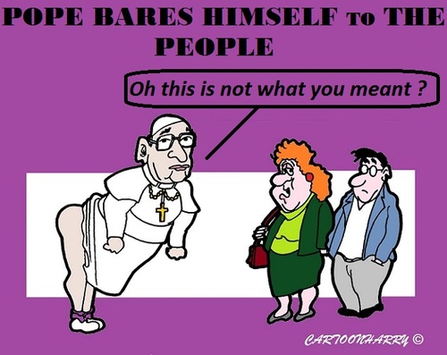 Cartoon: Pope Bares Himself (medium) by cartoonharry tagged toonpool,dutch,cartoonharry,cartoonists,cartoons,bare,francis,pope