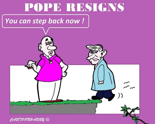 Cartoon: Pope Benedict (medium) by cartoonharry tagged toonpool,dutch,cartoonharry,cartoonists,cartoons,gay,step,church,catholic,rome,benedict,pope