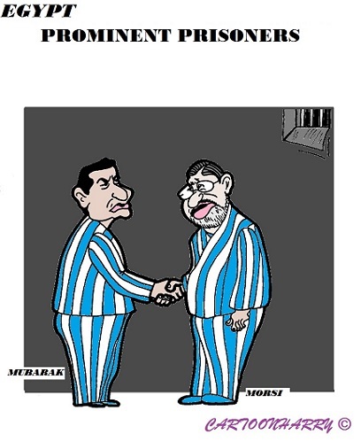 Cartoon: Prominent Prisoners (medium) by cartoonharry tagged egypt,prominent,prisoners,mubarak,morsi,toonpool