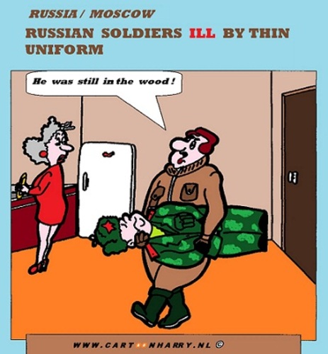 Cartoon: Russian Uniforms (medium) by cartoonharry tagged russia,russian,uniforms,thin,clothes,wood,cartoon,cartoonist,cartoonharry,dutch,toonpool