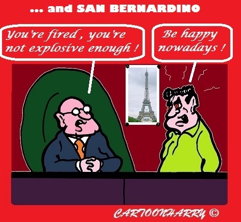 Cartoon: San Bernardino (medium) by cartoonharry tagged sanbernardino,usa,paris,attacks,fired,explosive