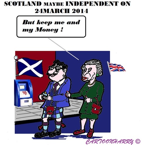 Cartoon: Scotlands Independency (medium) by cartoonharry tagged scotland,england,queen,pound,independency