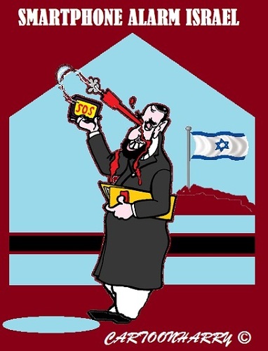 Cartoon: SOS (medium) by cartoonharry tagged cartoonharry,israel,war,smartphone,alarm,sos