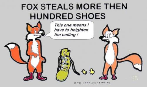 Cartoon: Stealing Fox (medium) by cartoonharry tagged fox,steal,animals,shoes