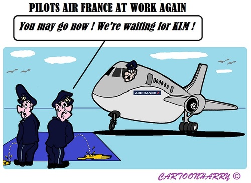 Cartoon: Strike Pilots Air Frace (medium) by cartoonharry tagged france,airfrance,klm,strike,pilots