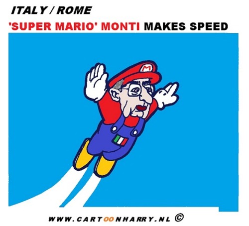 Cartoon: Super Mario Monti (medium) by cartoonharry tagged president,italy,speedmaker,cartoon,cartoonist,cartoonharry,dutch,toonpool