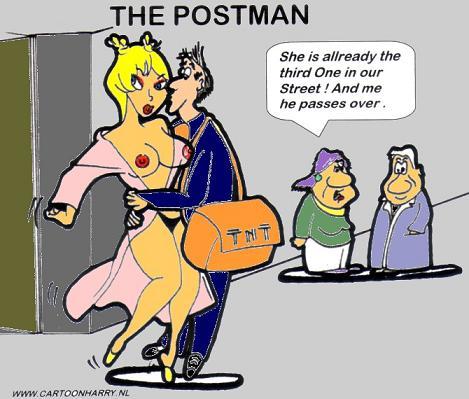 Cartoon: The Postman (medium) by cartoonharry tagged postman,cartoonharry,young,beautiful,girl,cartoon