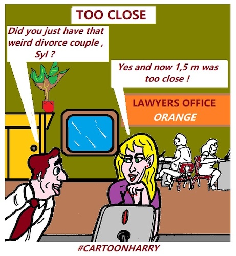 Cartoon: Too Close (medium) by cartoonharry tagged divorce,corona,cartoonharry