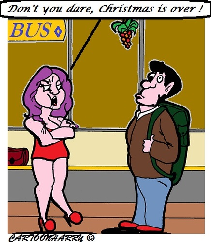 Cartoon: Try it (medium) by cartoonharry tagged mistletoe,xmas,busstation