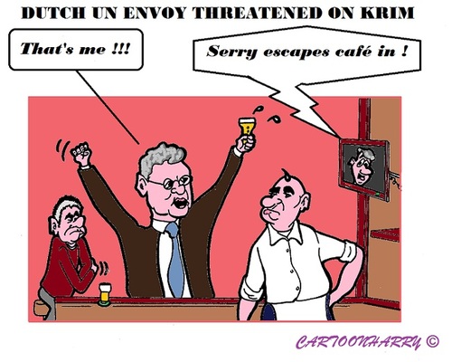 Cartoon: UN Envoy Serry (medium) by cartoonharry tagged russia,ukraine,krim,holland,un,serry,envoy,dutch,cafe,flight