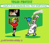Cartoon: Well Done (small) by cartoonharry tagged protest,vegatarians,meat,welldone,cook,animals