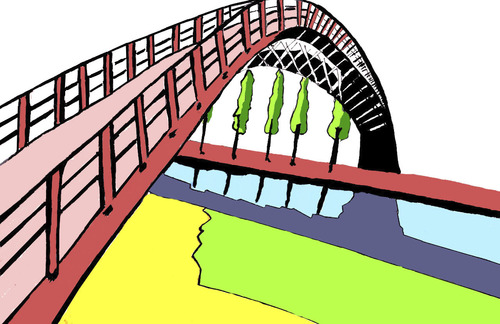 Cartoon: the link (medium) by Dekeyser tagged bridge,link,landscape,illustration