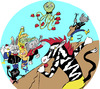 Cartoon: zebra party (small) by Dekeyser tagged zebra,fanzine,rabbit,pig,rat,music,concert,elephant,crocodile