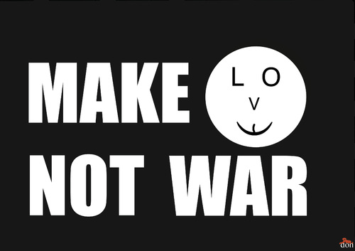 Cartoon: Make Love Not War (medium) by Vanessa tagged love,war,krieg,military