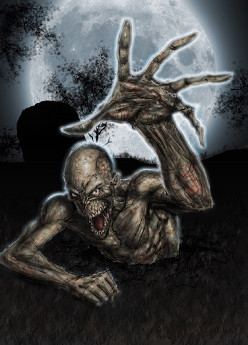 Cartoon: Zombie (medium) by MrHorror tagged zombie,grave,graveyard