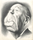 Cartoon: Alfred Hitchcock (small) by David Pugliese tagged alfred hithcock caricature pencil drawing
