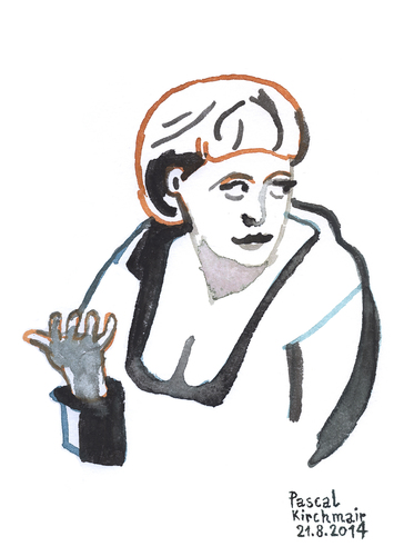 Cartoon: Angela Merkel (medium) by Pascal Kirchmair tagged bundeskanzlerin,germany,outre,rhin,allemagne,deutschland,angie,angela,merkel,portrait,aquarell,caricature,karikatur,watercolour