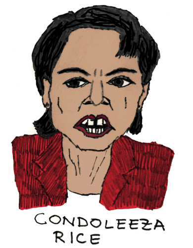 Cartoon: Condoleezza Rice (medium) by Pascal Kirchmair tagged republikanische,partei,condoleezza,rice,falken,außenministerin,usa,republikaner,george,walker,bush,secretary,of,state,national,security,advisor,nationale,sicherheitsberaterin