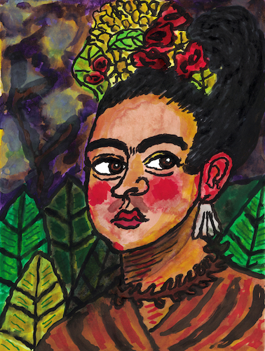 Cartoon: Frida Kahlo (medium) by Pascal Kirchmair tagged selbstporträt,autoportrait,autoritratto,selbstbildnis,mit,dornenhalsband,und,kolibri,self,portrait,with,thorn,necklace,and,hummingbird,autorretrato,con,collar,de,espinas,colibri,watercolor,watercolour,aquarell,künstler,artist,artista,aquarelle,acuarela,gouache,ink,tusche,tuschezeichnung,nanquim,encre,chine,tinta,china,diego,rivera,frida,kahlo,mexico,porträt,arte,aztekin,aztec,coyoacan,illustration,drawing,zeichnung,pascal,kirchmair,political,cartoon,caricature,karikatur,ilustracion,dibujo,desenho,disegno,ilustracao,illustrazione,illustratie,dessin,presse,du,jour,art,of,the,day,tekening,teckning,cartum,vineta,comica,vignetta,caricatura,retrato,ritratto,portret,kunst,mexiko,painting,peinture,dipinto,pittura,pintura,cuadro,quadro,azteken,aztecs,malerei,artwork,leo,eloesser,doctor,doktor,dr,selbstporträt,autoportrait,autoritratto,selbstbildnis,mit,dornenhalsband,und,kolibri,self,portrait,with,thorn,necklace,and,hummingbird,autorretrato,con,collar,de,espinas,colibri,watercolor,watercolour,aquarell,künstler,artist,artista,aquarelle,acuarela,gouache,ink,tusche,tuschezeichnung,nanquim,encre,chine,tinta,china,diego,rivera,frida,kahlo,mexico,porträt,arte,aztekin,aztec,coyoacan,illustration,drawing,zeichnung,pascal,kirchmair,political,cartoon,caricature,karikatur,ilustracion,dibujo,desenho,disegno,ilustracao,illustrazione,illustratie,dessin,presse,du,jour,art,of,the,day,tekening,teckning,cartum,vineta,comica,vignetta,caricatura,retrato,ritratto,portret,kunst,mexiko,painting,peinture,dipinto,pittura,pintura,cuadro,quadro,azteken,aztecs,malerei,artwork,leo,eloesser,doctor,doktor,dr