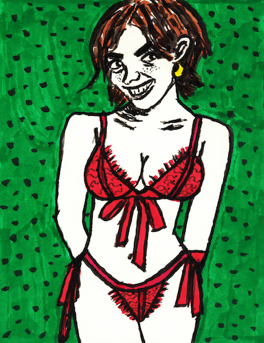 Mädchen in roten Dessous