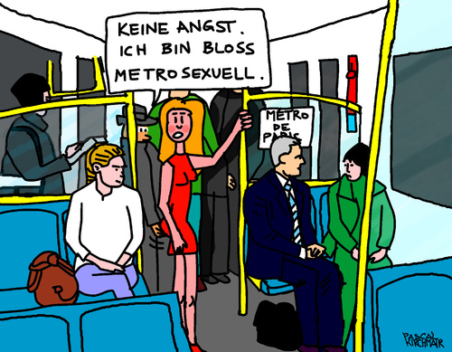 Cartoon: Metrosexuell (medium) by Pascal Kirchmair tagged karikatur,metropolitan,paris,ubahn,metro,cartoon,belästigung,sexuell,untergrundbahn