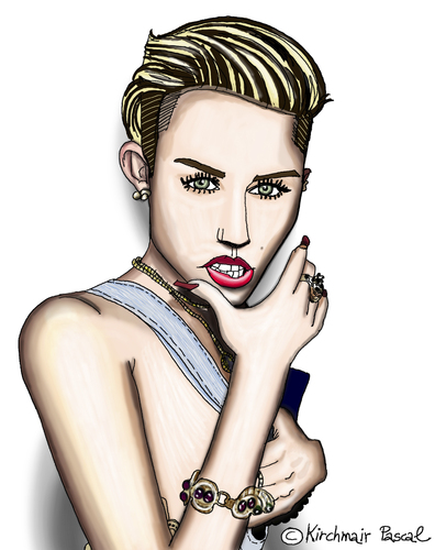 Cartoon: Miley Cyrus (medium) by Pascal Kirchmair tagged miley,cyrus,caricature,karikatur,portrait,cartoon,usa,miley,cyrus,caricature,karikatur,portrait,cartoon,usa