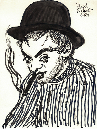 Cartoon: Roland Topor (medium) by Pascal Kirchmair tagged roland,topor,theater,theatre,literatur,literature,schriftsteller,author,autor,autore,auteur,writer,dibujo,desenho,disegno,cartoon,caricature,karikatur,caricatura,pascal,kirchmair,ilustracao,ilustracion,art,arte,kunst,illustration,artist,artiste,artista,künstler,ink,drawing,tusche,tuschezeichnung,zeichnung,illustrazione,illustratie,dessin,de,presse,du,jour,of,the,day,tekening,teckning,cartum,vineta,comica,vignetta,portrait,porträt,portret,retrato,ritratto,artwork,france,frankreich,francia,paris,parigi,new,yorker,cartoonist,humour,humor,cartunista,roland,topor,theater,theatre,literatur,literature,schriftsteller,author,autor,autore,auteur,writer,dibujo,desenho,disegno,cartoon,caricature,karikatur,caricatura,pascal,kirchmair,ilustracao,ilustracion,art,arte,kunst,illustration,artist,artiste,artista,künstler,ink,drawing,tusche,tuschezeichnung,zeichnung,illustrazione,illustratie,dessin,de,presse,du,jour,of,the,day,tekening,teckning,cartum,vineta,comica,vignetta,portrait,porträt,portret,retrato,ritratto,artwork,france,frankreich,francia,paris,parigi,new,yorker,cartoonist,humour,humor,cartunista