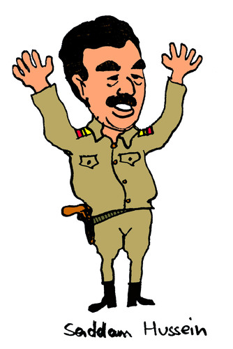 Cartoon: Saddam Hussein (medium) by Pascal Kirchmair tagged dictateur,dictator,usa,iraq,machthaber,diktator,bagdad,irak,hussein,saddam