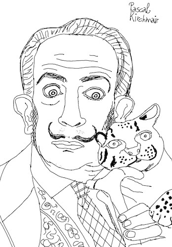 Salvador Dali with ocelot