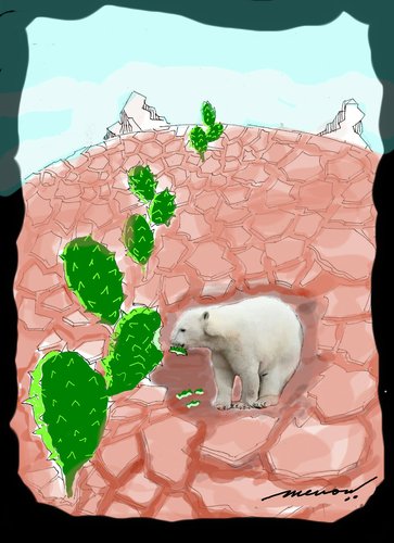 Cartoon: Bearly surviving (medium) by kar2nist tagged global,warming,bears,arctic,parched,earth