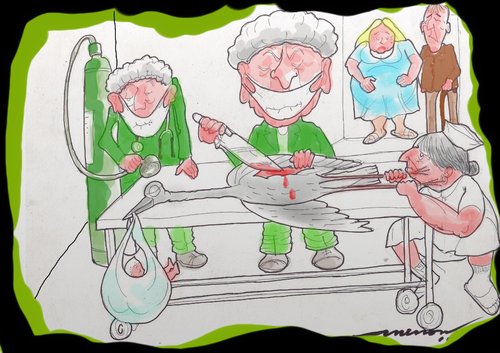 Cartoon: Caesarian by proxy (medium) by kar2nist tagged stork,delivery,caesarian,birth,operation,theatre