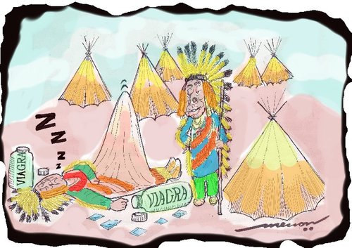 Cartoon: ConTENTed Sleeper (medium) by kar2nist tagged west,wild,americanindian,tent