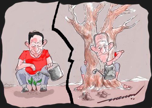 Cartoon: Hazards of tree planting (medium) by kar2nist tagged gardening,trees,planting