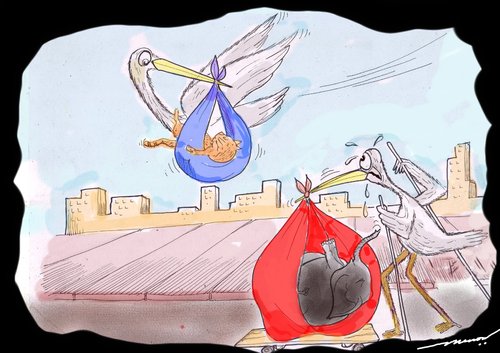 Cartoon: heay loosers (medium) by kar2nist tagged crane,delivery,animals,elephants,cats