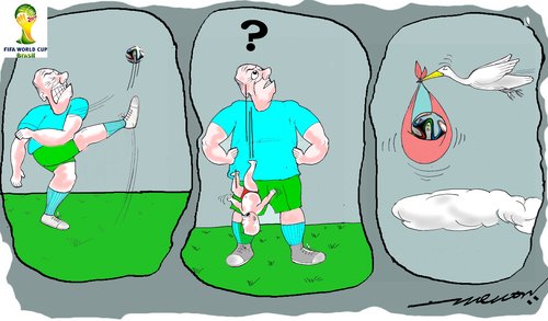 Cartoon: Hit didnt Miss (medium) by kar2nist tagged fifa,football,crane,baby