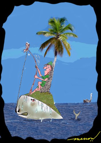 Cartoon: Ignorance Is bliss (medium) by kar2nist tagged whale,island,fishing,shipwreck,sea,boat,ship
