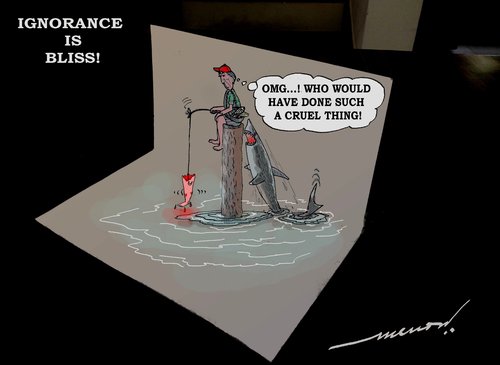 Cartoon: Ignorance is bliss (medium) by kar2nist tagged ignorance,bliss,shark,accident,fishing