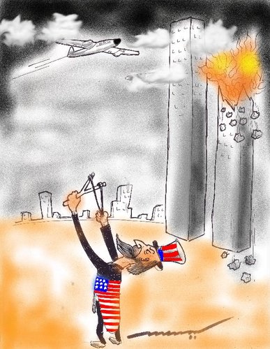 Cartoon: On September 11 (medium) by kar2nist tagged nightmare,american,centre,trade,world,attack,rterrorists,11,september