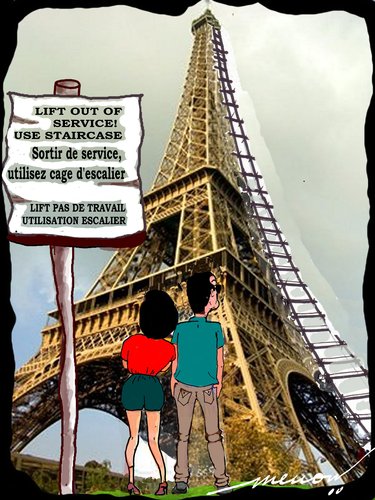 Cartoon: Parisian dilemma (medium) by kar2nist tagged eiffel,travel,tourists,sightseeing